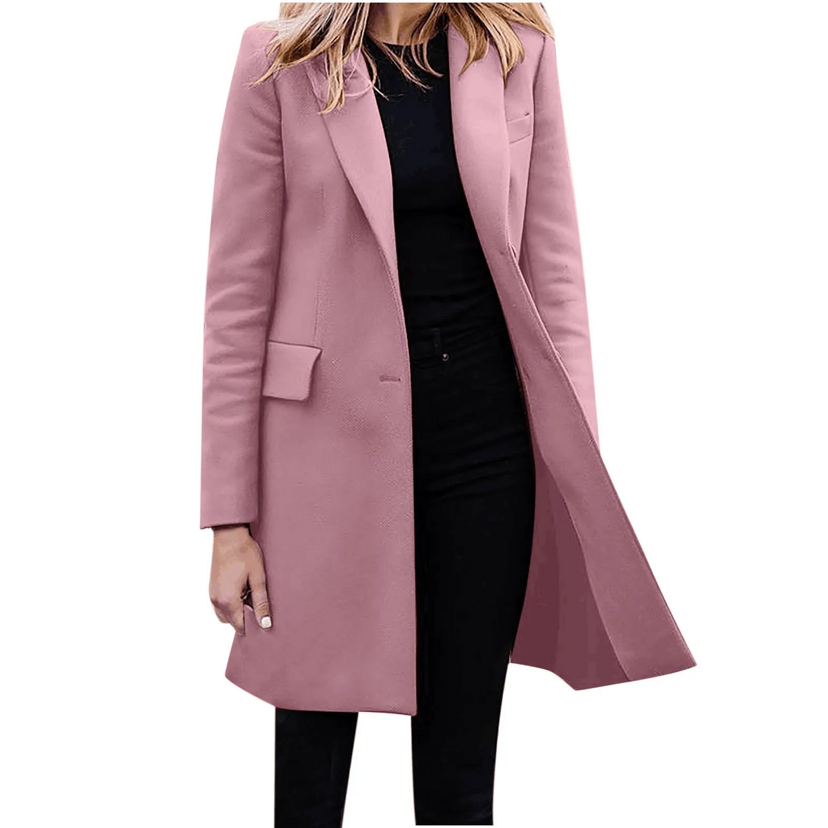 Women's Long Coat | Notched Lapel One Button Longline