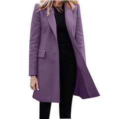 Women's Long Coat | Notched Lapel One Button Longline