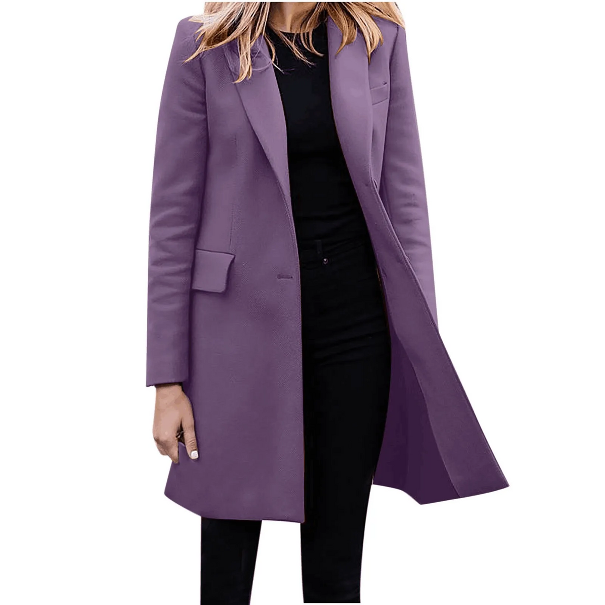 Women's Long Coat | Notched Lapel One Button Longline