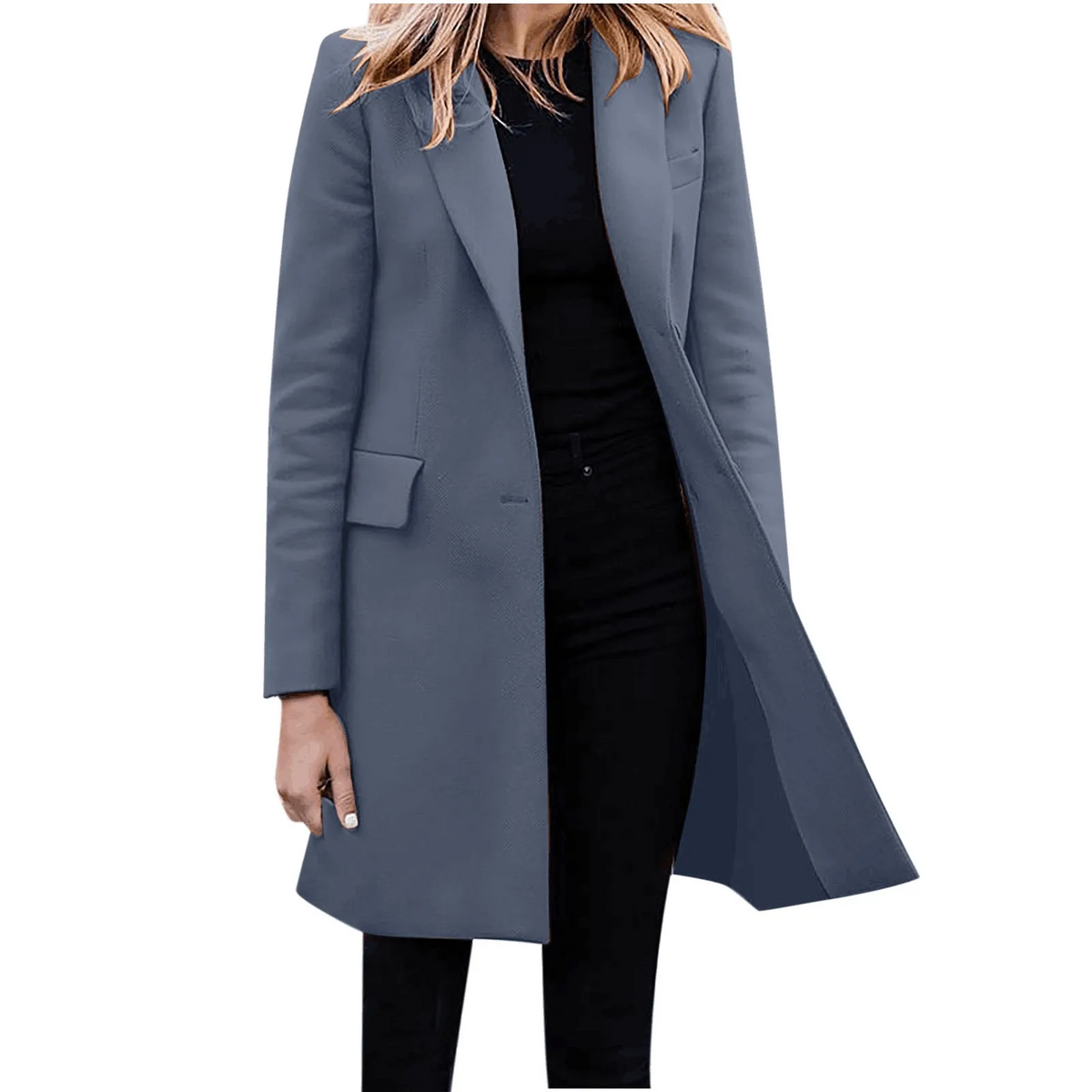Women's Long Coat | Notched Lapel One Button Longline