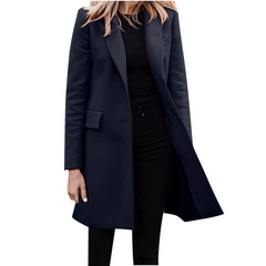 Women's Long Coat | Notched Lapel One Button Longline