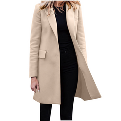 Women's Long Coat | Notched Lapel One Button Longline