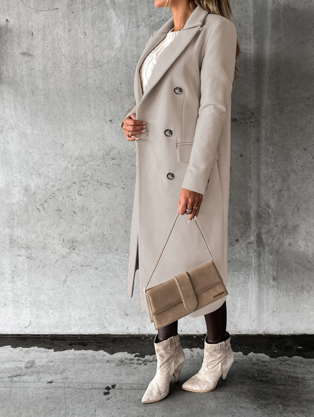 Women's Trench Coat | Double Breasted Notch Lapel Midi