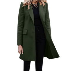 Women's Long Coat | Notched Lapel One Button Longline