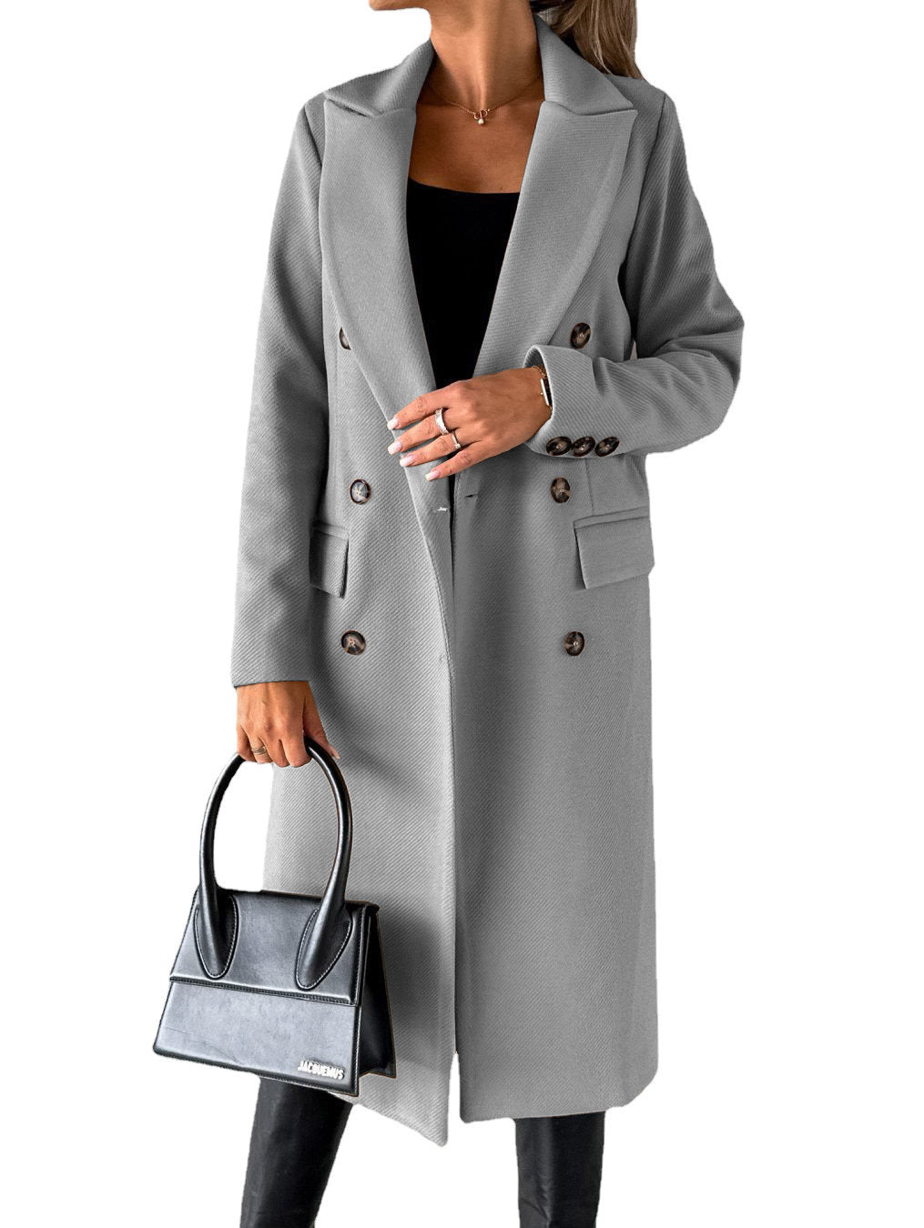 Women's Trench Coat | Double Breasted Notch Lapel Midi