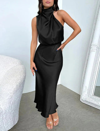 Women's Midi Dress | Halter Neck Satin Cowl