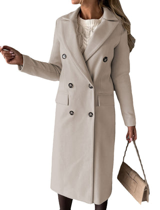 Women's Trench Coat | Double Breasted Notch Lapel Midi