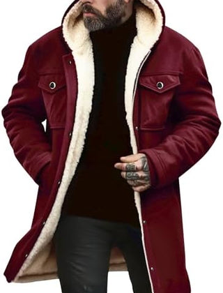 Men's Coat | Fleece Lined Hooded Longline