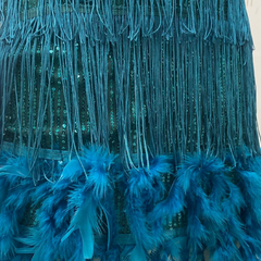 Women's Party Dress | Sequin Fringe Feather Trim