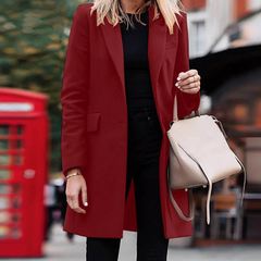 Women's Long Coat | Notched Lapel One Button Longline