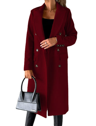 Women's Trench Coat | Double Breasted Notch Lapel Midi