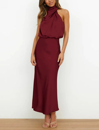 Women's Midi Dress | Halter Neck Satin Cowl