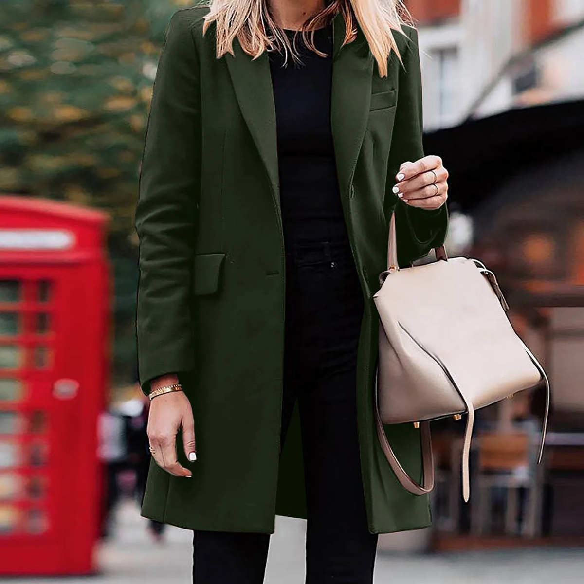 Women's Long Coat | Notched Lapel One Button Longline