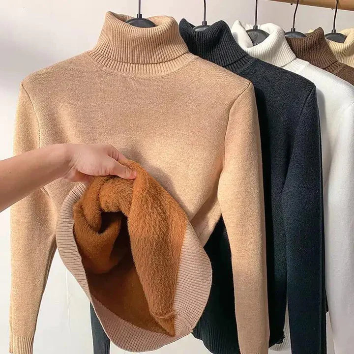 Women's Jumper | Fleece Lined Roll Neck Ribbed
