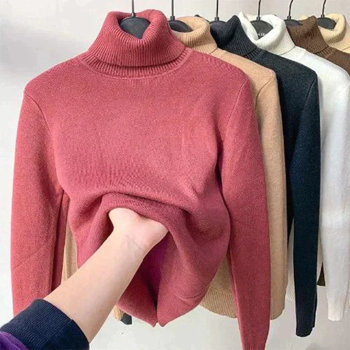Women's Jumper | Fleece Lined Roll Neck Ribbed