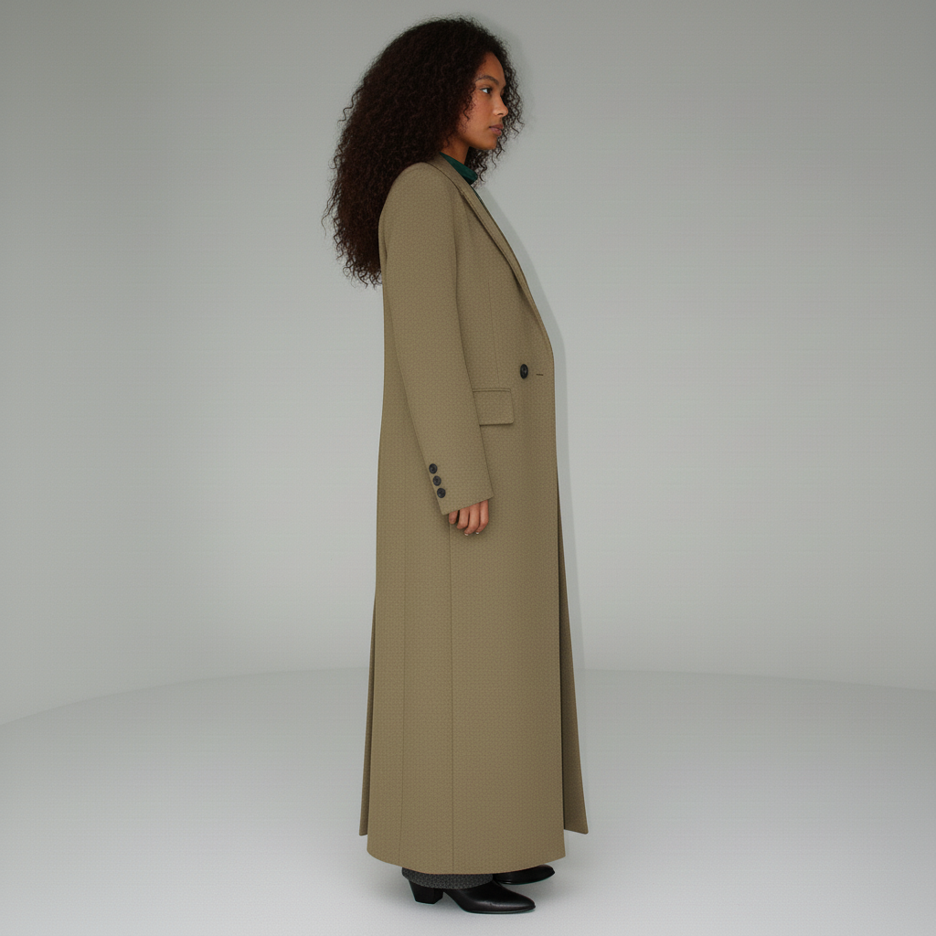 Women's Long Coat | Structured Shoulder Fitted