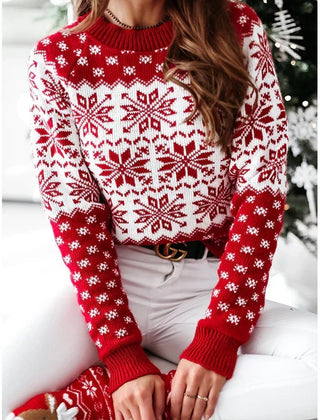 Women's Christmas Jumper | Fair Isle Snowflake Crew Neck