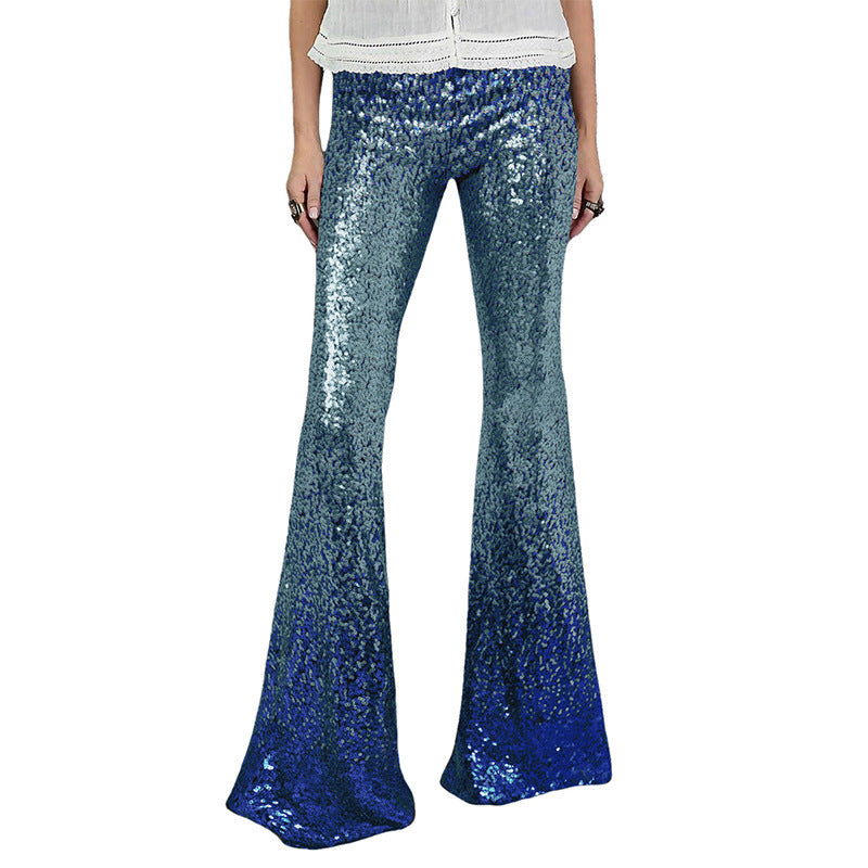 Women's Sequin Trousers | High Waist Flared