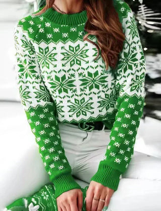 Women's Christmas Jumper | Fair Isle Snowflake Crew Neck
