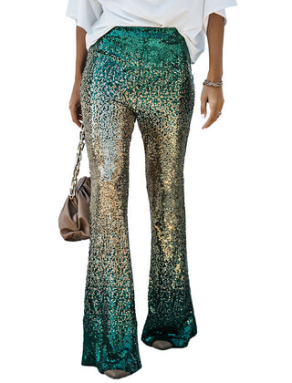 Women's Sequin Trousers | High Waist Flared