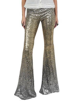 Women's Sequin Trousers | High Waist Flared
