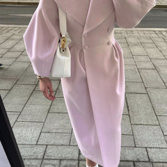 Women's Wool Coat | Double Breasted Wide Lapel Longline