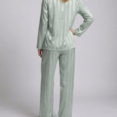 Women's Pyjama Set | Satin Button Front Long Sleeve