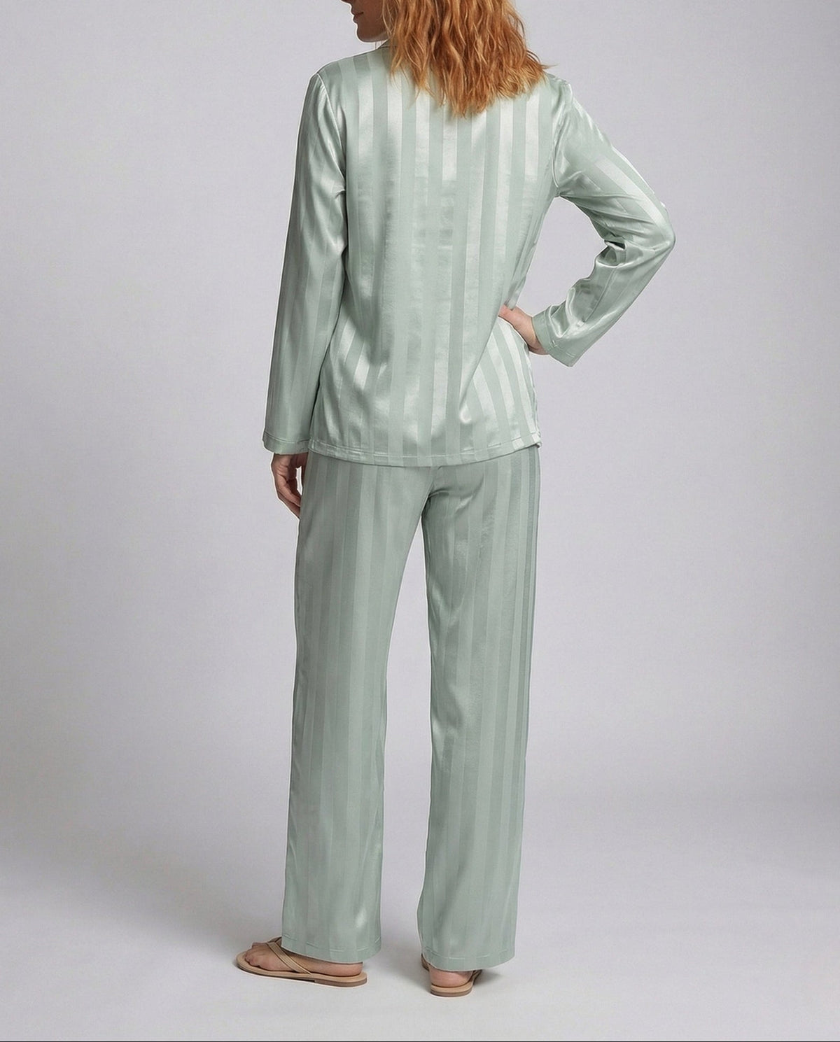 Women's Pyjama Set | Satin Button Front Long Sleeve