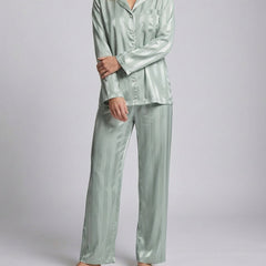 Women's Pyjama Set | Satin Button Front Long Sleeve