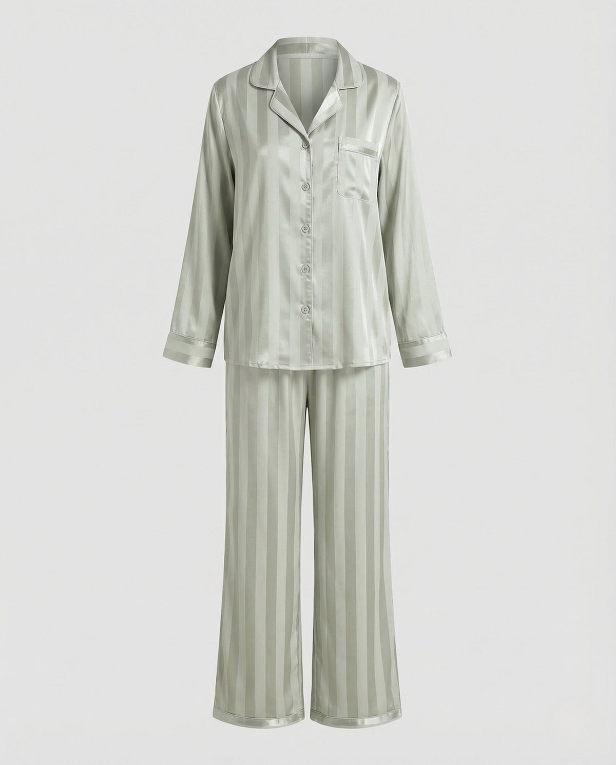 Women's Pyjama Set | Satin Button Front Long Sleeve
