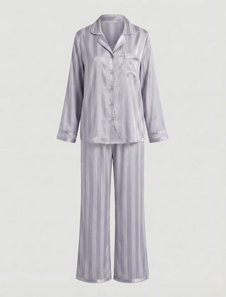Women's Pyjama Set | Satin Button Front Long Sleeve