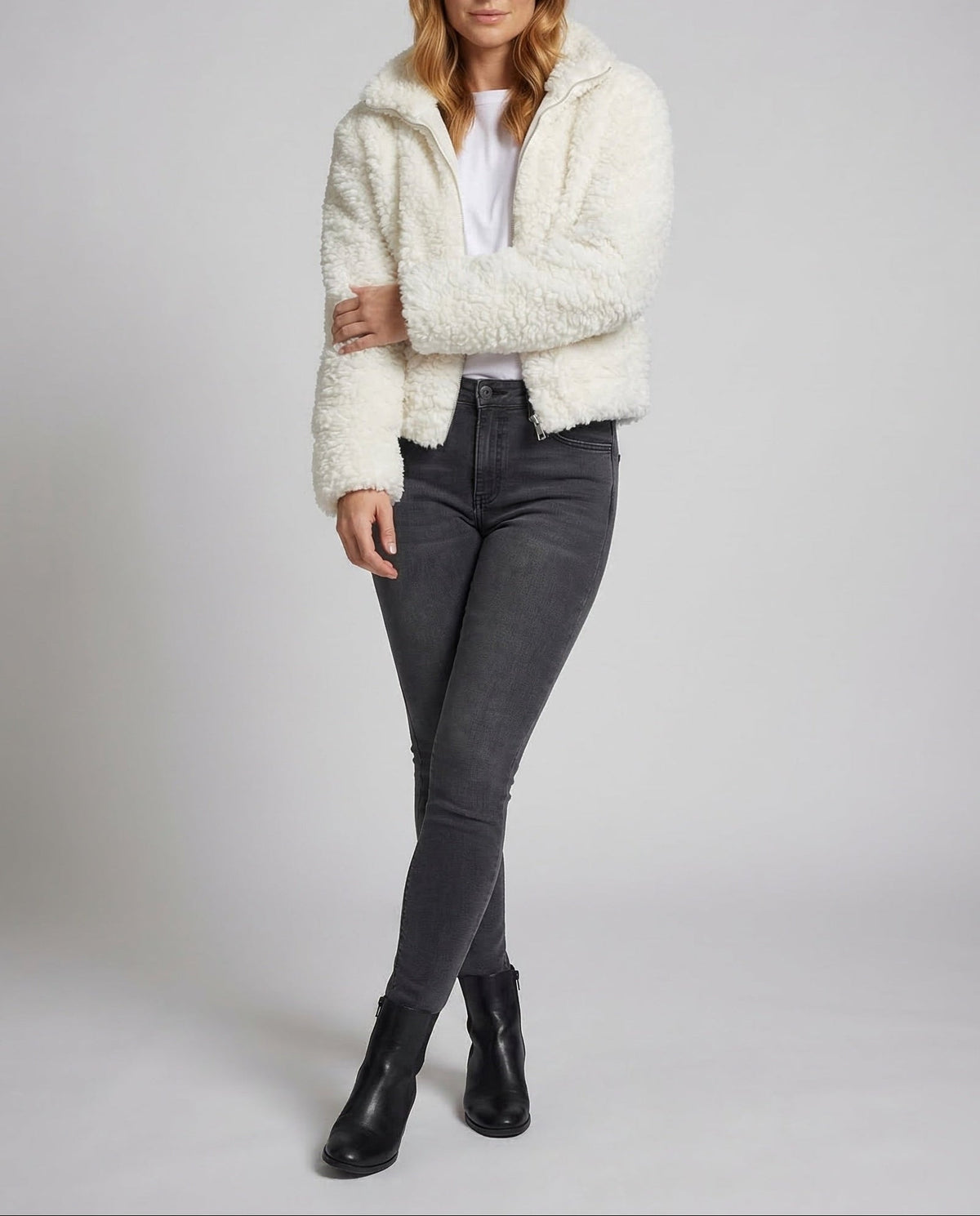 Women's Fleece Jacket | Teddy Stand Collar Full Zip