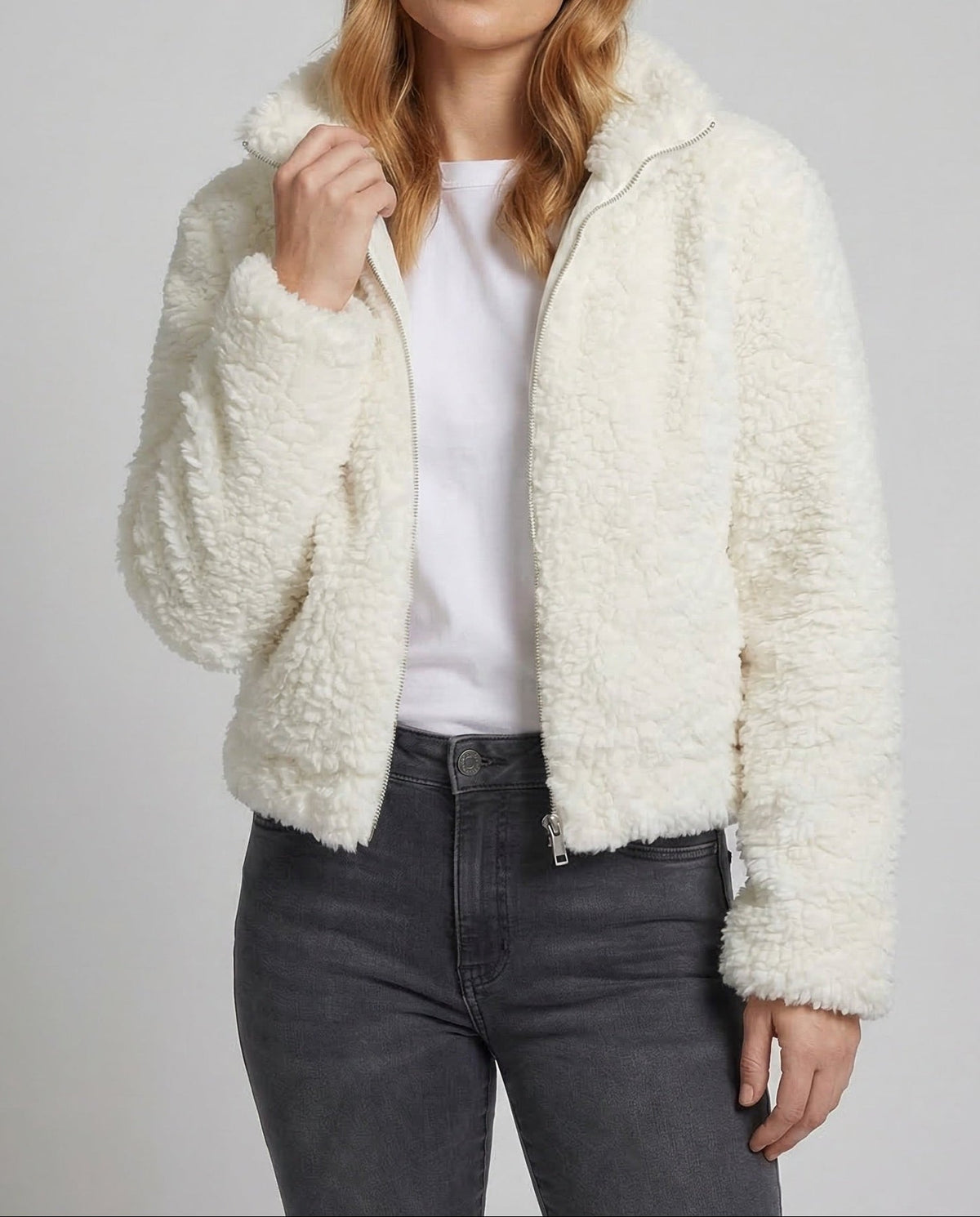 Women's Fleece Jacket | Teddy Stand Collar Full Zip