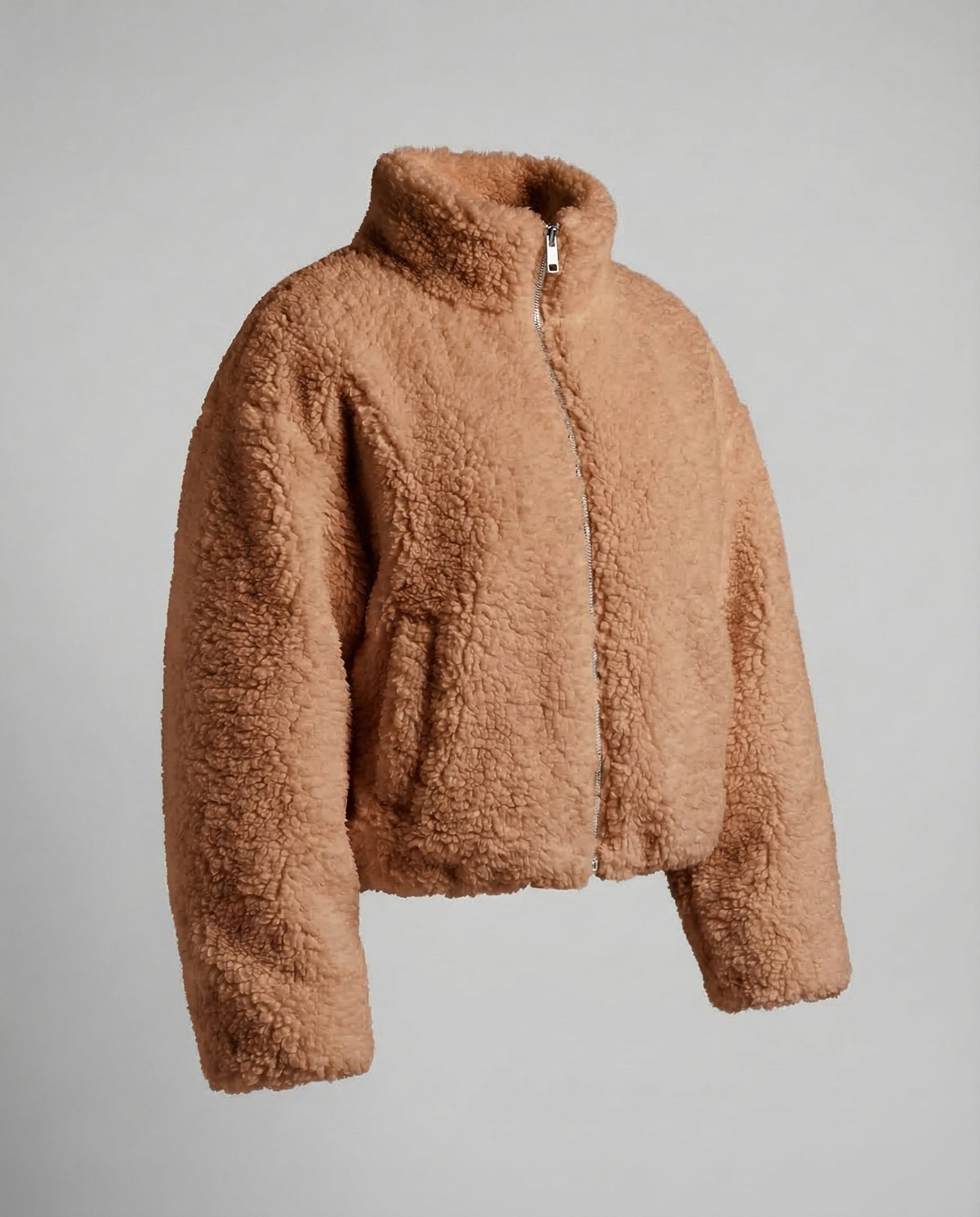 Women's Fleece Jacket | Teddy Stand Collar Full Zip