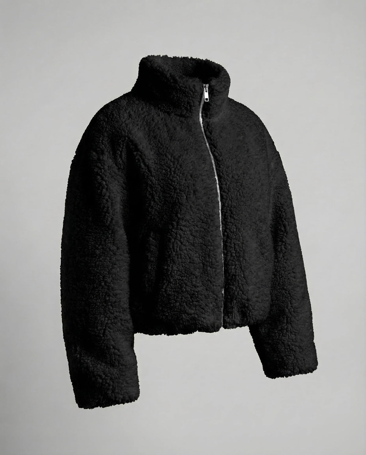 Women's Fleece Jacket | Teddy Stand Collar Full Zip