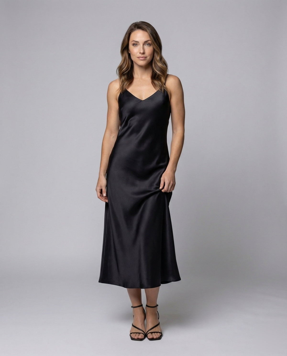 Women's Party Dress | Satin Slip Midi V-Neck
