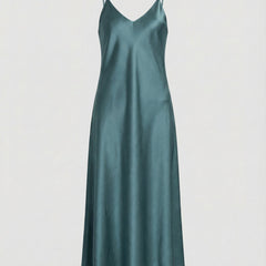 Women's Party Dress | Satin Slip Midi V-Neck