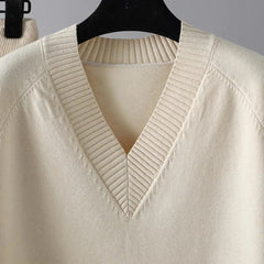 Women's Knit Lounge Set | V-Neck Jumper and Joggers
