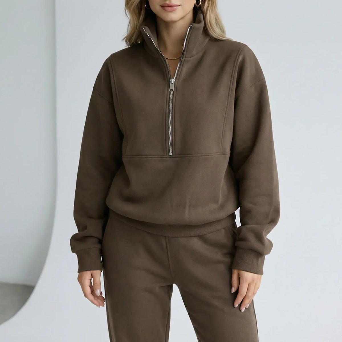 Women's Tracksuit | Half Zip Sweatshirt and Joggers