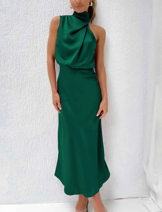 Women's Midi Dress | Halter Neck Satin Cowl
