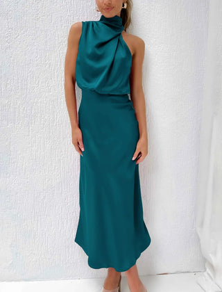Women's Midi Dress | Halter Neck Satin Cowl