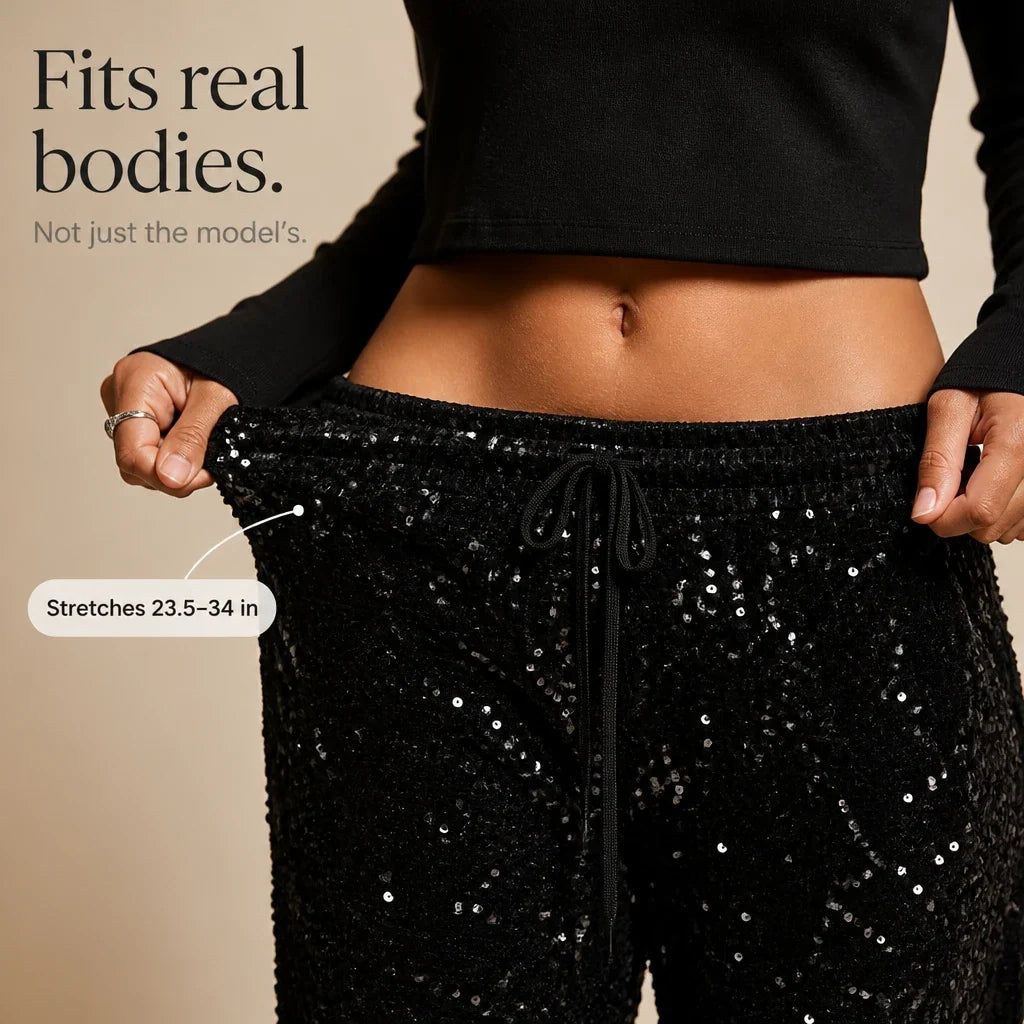 Women's Sequin Trousers | Straight Leg Party