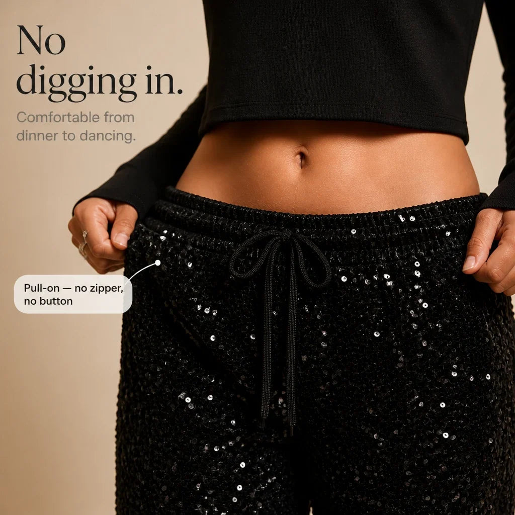 Women's Sequin Trousers | Straight Leg Party