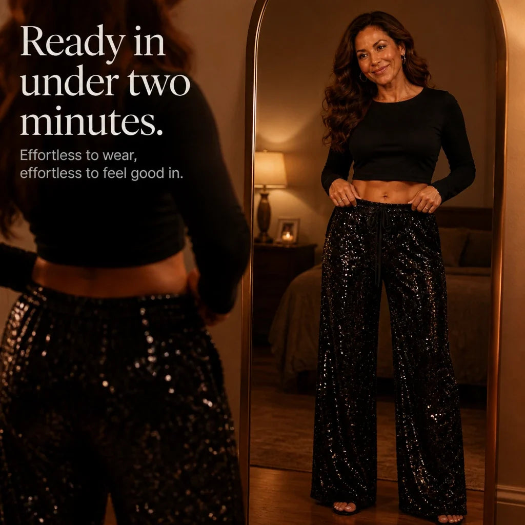 Women's Sequin Trousers | Straight Leg Party