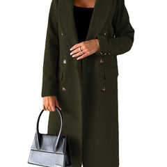 Women's Trench Coat | Double Breasted Notch Lapel Midi