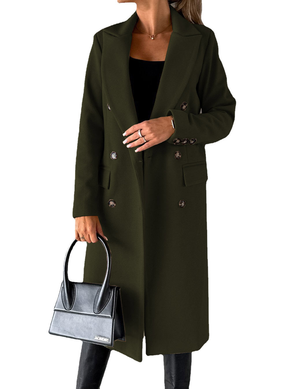 Women's Trench Coat | Double Breasted Notch Lapel Midi