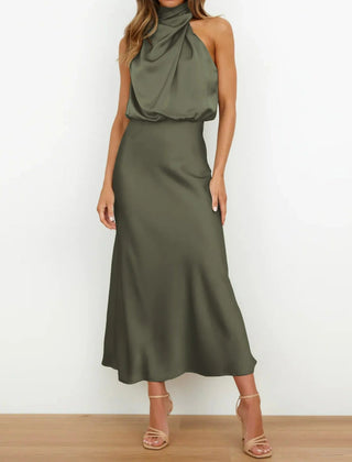 Women's Midi Dress | Halter Neck Satin Cowl