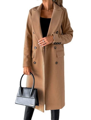 Women's Trench Coat | Double Breasted Notch Lapel Midi