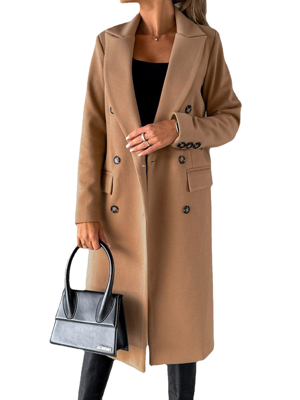 Women's Trench Coat | Double Breasted Notch Lapel Midi