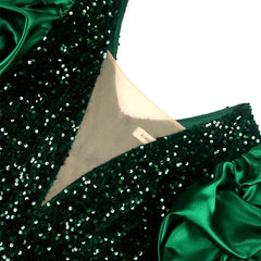 Women's Party Dress | Sequin Bodycon Midi Puff Sleeve